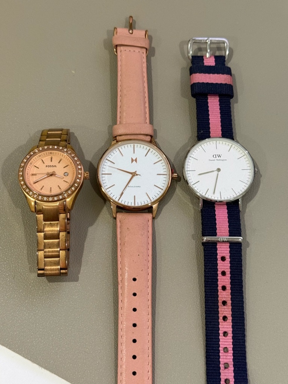 MVMT Rose Gold Case Pink Leather Strap Minimalist Watch